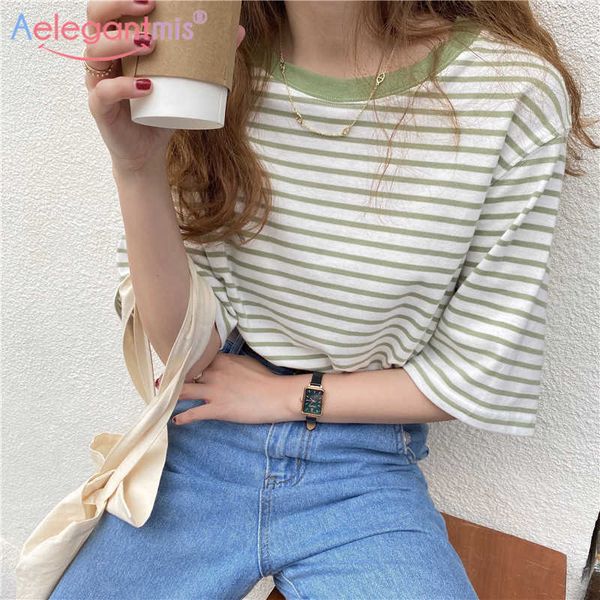 aelegantmis striped t shirt women color patchwork basic korean loose t-shirts minimalist female short sleeves bf 210607, White
aelegantmis striped t shirt women color patchwork basic korean loose t-shirts minimalist female short sleeves bf 210607, White