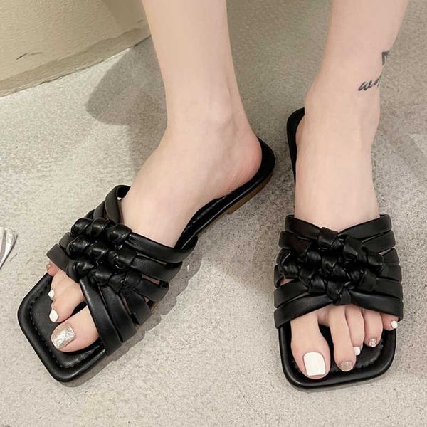 rimocy korean style woven flat slippers women summer outdoor square toe casual flip flops female solid beach sandals mujer 210528, Black
rimocy korean style woven flat slippers women summer outdoor square toe casual flip flops female solid beach sandals mujer 210528, Black