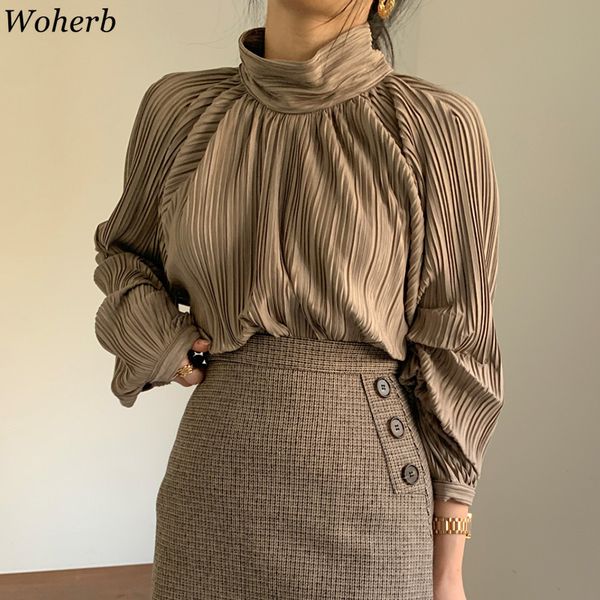 ropa de mujer women and bloues stand collar elegant formal pleated blusa ol spring korean chic casual shirts 210422, White
ropa de mujer women and bloues stand collar elegant formal pleated blusa ol spring korean chic casual shirts 210422, White