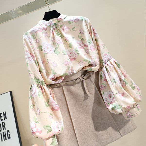 shirt sweet blouse blusas mujer spring lantern long sleeve women retro stand collar floral chiffon, White
shirt sweet blouse blusas mujer spring lantern long sleeve women retro stand collar floral chiffon, White