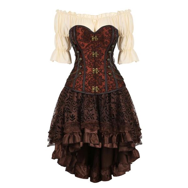 bustiers & corsets steampunk corset dress renaissance gothic faux leather vintage skirt pirate cosplay costume 3 pieces, Black;white
bustiers & corsets steampunk corset dress renaissance gothic faux leather vintage skirt pirate cosplay costume 3 pieces, Black;white