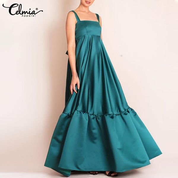 casual dresses 2021 summer sleeveless satin silk maxi dress celmia women straps holiday long sundress bandage ruffled vestidos, Black;gray
casual dresses 2021 summer sleeveless satin silk maxi dress celmia women straps holiday long sundress bandage ruffled vestidos, Black;gray