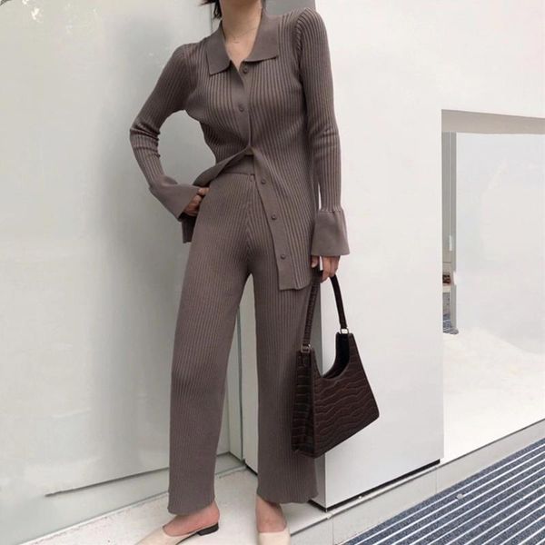 women's two piece pants 2021 women autumn slim knitted sweater set lapel collar single breasted jacket with elastic high waist long, White
women's two piece pants 2021 women autumn slim knitted sweater set lapel collar single breasted jacket with elastic high waist long, White