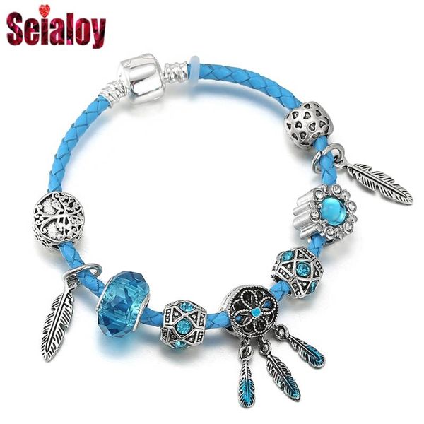 charm bracelets seialoy bohemian cyan braided leather for women men original dreamcatcher beads feather dangle bracelet jewelry, Golden;silver
charm bracelets seialoy bohemian cyan braided leather for women men original dreamcatcher beads feather dangle bracelet jewelry, Golden;silver