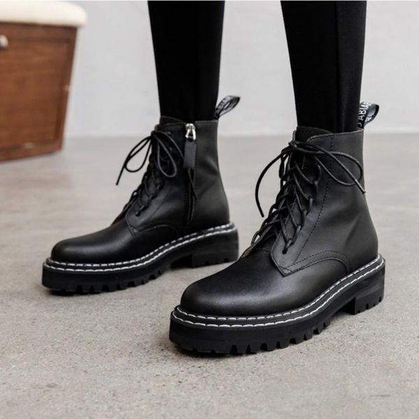 boots british high-lace up ankle women luxury 100% real leather vintage platform black motorcycle zapatos de mujer
boots british high-lace up ankle women luxury 100% real leather vintage platform black motorcycle zapatos de mujer