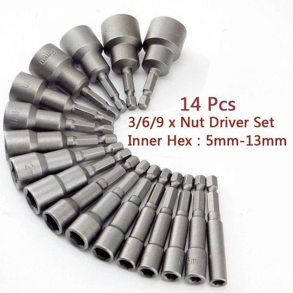 professional drill bits 14pcs 5mm-13mm hex socket sleeve nozzles nut driver set bit adapter adaptador
professional drill bits 14pcs 5mm-13mm hex socket sleeve nozzles nut driver set bit adapter adaptador