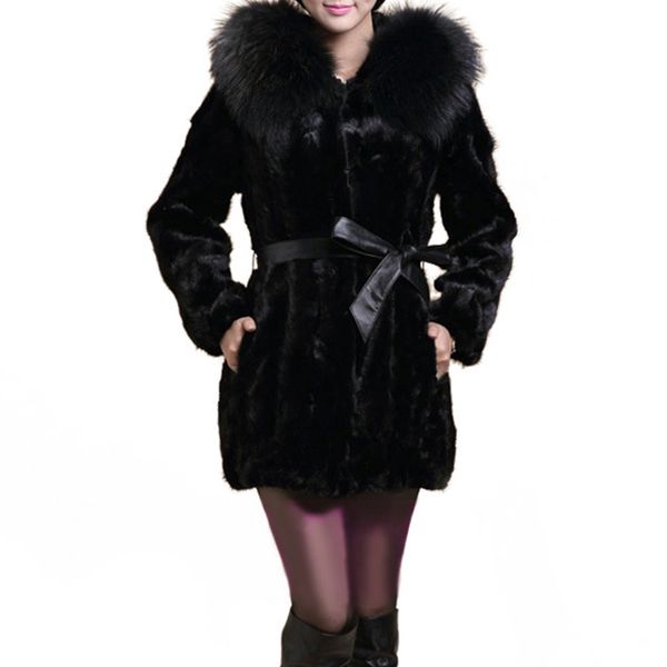 women's furs mink full fur hooded coat fox furs collar faux fur coats, Black
women's furs mink full fur hooded coat fox furs collar faux fur coats, Black