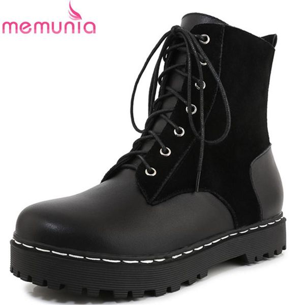 boots memunia 2021 punk low heel casual shoes women ankle cross tied genuine leather +suede autumn winter ladies, Black
boots memunia 2021 punk low heel casual shoes women ankle cross tied genuine leather +suede autumn winter ladies, Black
