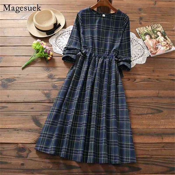 loose plus size dress spring long sleece vintage plaid woman party mdi-calf o-neck casual ladies es robes 7630 210512, Black;gray
loose plus size dress spring long sleece vintage plaid woman party mdi-calf o-neck casual ladies es robes 7630 210512, Black;gray