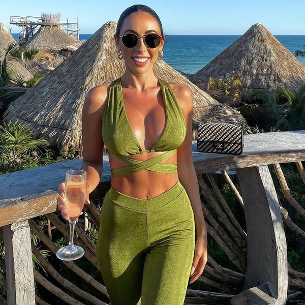 women's two piece pants casual 2 set women backless hollow out bandage and skinny flare matching sets solid tracksuit female, White
women's two piece pants casual 2 set women backless hollow out bandage and skinny flare matching sets solid tracksuit female, White