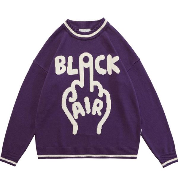 men's sweaters couple personality fun gesture neutral casual street male american preppy hip hop loose knitted pullover fall, White;black
men's sweaters couple personality fun gesture neutral casual street male american preppy hip hop loose knitted pullover fall, White;black