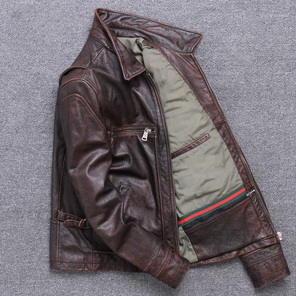 men's leather & faux vintage 2021 brown men american casual style jacket plus size xxxxxl genuine cowhide spring natural coat, Black
men's leather & faux vintage 2021 brown men american casual style jacket plus size xxxxxl genuine cowhide spring natural coat, Black