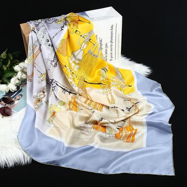 scarves 100% twill silk scarf women printing design classic large square 140*140cm handmade hemming neckerchief multipurpose fashion, Blue;gray 
scarves 100% twill silk scarf women printing design classic large square 140*140cm handmade hemming neckerchief multipurpose fashion, Blue;gray