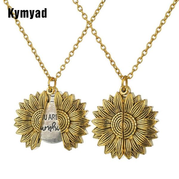 pendant necklaces kymyad bohemia sunflower double-layer metal necklace for women open long chain custom you are my sunshine, Silver
pendant necklaces kymyad bohemia sunflower double-layer metal necklace for women open long chain custom you are my sunshine, Silver