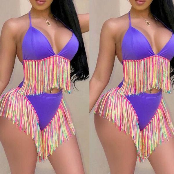 women's swimwear women tassel bikini set solid push-up padded bandage swimsuit high waist halter summer bathing suit beachwear, White;black
women's swimwear women tassel bikini set solid push-up padded bandage swimsuit high waist halter summer bathing suit beachwear, White;black