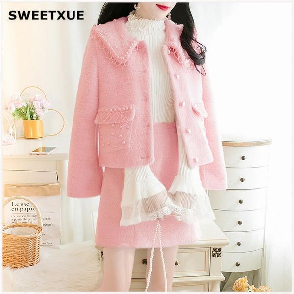 two piece dress sweetxue ladies elegant design faux mink cashmere coat skirt 2 sets women pearl tassel coats outwear solid mini suit, White
two piece dress sweetxue ladies elegant design faux mink cashmere coat skirt 2 sets women pearl tassel coats outwear solid mini suit, White