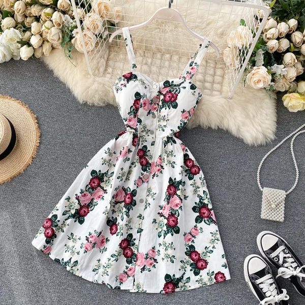 casual dresses womens holiday style floral print spaghetti strap dress summer sleeveless breasted waist slim sling a-line vestidos, Black;gray
casual dresses womens holiday style floral print spaghetti strap dress summer sleeveless breasted waist slim sling a-line vestidos, Black;gray