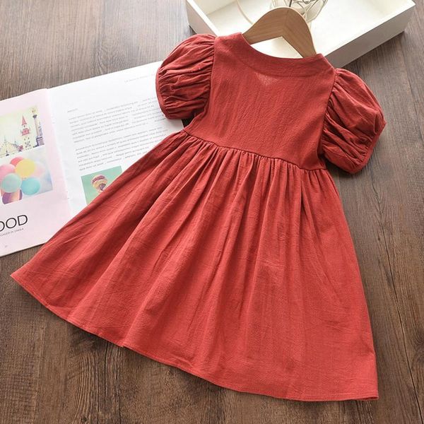 girl's dresses baby kids girls solid color short sleeve button casual princess dress flax cotton summer sukienki dla dzieci, Red;yellow
girl's dresses baby kids girls solid color short sleeve button casual princess dress flax cotton summer sukienki dla dzieci, Red;yellow