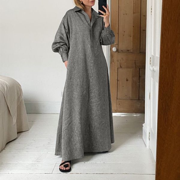 dresses winter for women'solid sundress vintage lapel pleated kaftan dress robe femme vonda plus size long vestidos 5xl, Black;gray
dresses winter for women'solid sundress vintage lapel pleated kaftan dress robe femme vonda plus size long vestidos 5xl, Black;gray