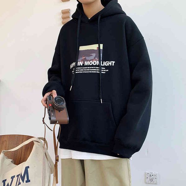 420g cotton autumn winter plush loose casual pullover hoodie printed sweater coat men's, Black
420g cotton autumn winter plush loose casual pullover hoodie printed sweater coat men's, Black