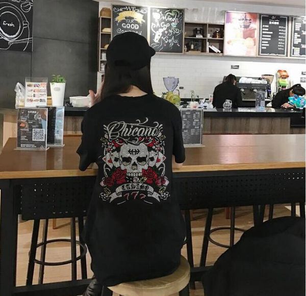 women's t-shirt flower and skull cool women summer tshirt casual drill loose tee short sleeve, White
women's t-shirt flower and skull cool women summer tshirt casual drill loose tee short sleeve, White