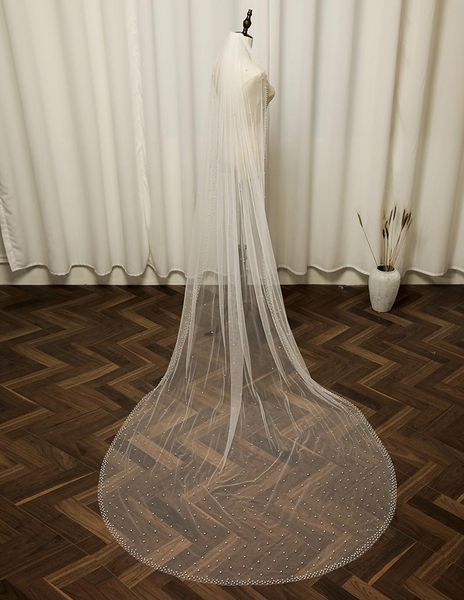 bridal veils wedding accessories white/ivory veil 300cm long cut edge with pearls comb mantilla cathedral velos de novia, Black
bridal veils wedding accessories white/ivory veil 300cm long cut edge with pearls comb mantilla cathedral velos de novia, Black
