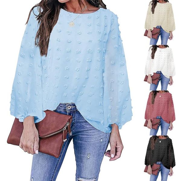 women's blouses & shirts latest round neck puff sleeves with artificial flowers chiffon long-sleeved shirt, White
women's blouses & shirts latest round neck puff sleeves with artificial flowers chiffon long-sleeved shirt, White