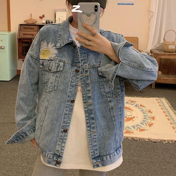 women's jackets trendy jacket 2021 denim korean fashion loose embroidery bf long sleeve coat jean veste femme, Black;brown
women's jackets trendy jacket 2021 denim korean fashion loose embroidery bf long sleeve coat jean veste femme, Black;brown