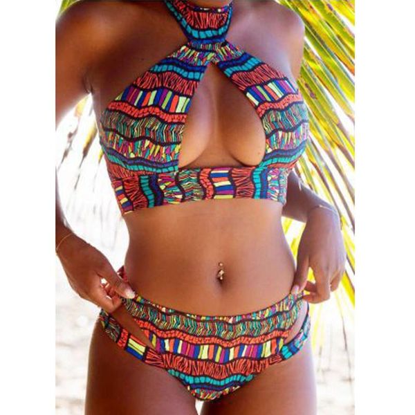 women's swimwear 2021 women bikinis set ethnic tribal style cross halter neck striped split bikini swimming suit for bathing, White;black
women's swimwear 2021 women bikinis set ethnic tribal style cross halter neck striped split bikini swimming suit for bathing, White;black