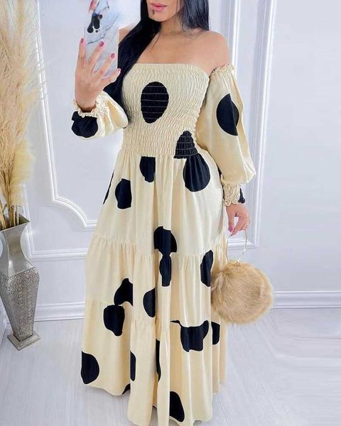 detail fit and flare maxi dress women off shoulder polkadot backless print shirring y1006, Black;gray
detail fit and flare maxi dress women off shoulder polkadot backless print shirring y1006, Black;gray