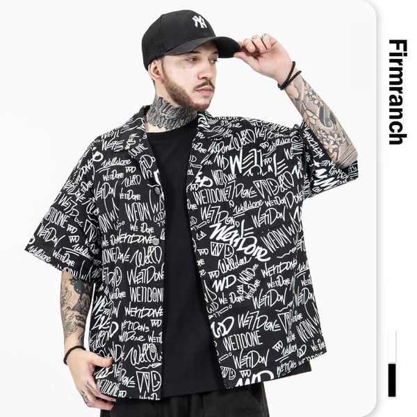 men's casual shirts firmranch 2021 short sleeve letters printed shirt we 11 black & white graffiti loose men/women high street shellort, White;black
men's casual shirts firmranch 2021 short sleeve letters printed shirt we 11 black & white graffiti loose men/women high street shellort, White;black