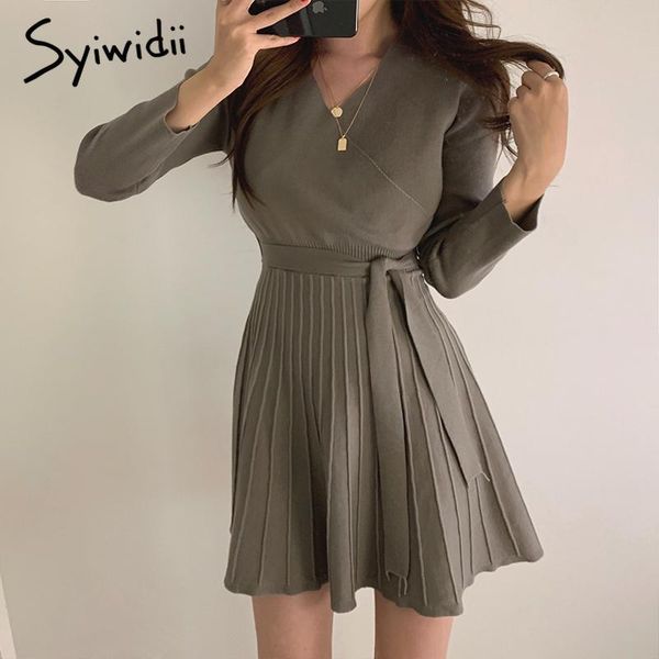 casual dresses syiwidii knit short for women fall winter 2021 elegant long sleeve v neck a line sweater mini dress with side belt, Black;gray
casual dresses syiwidii knit short for women fall winter 2021 elegant long sleeve v neck a line sweater mini dress with side belt, Black;gray