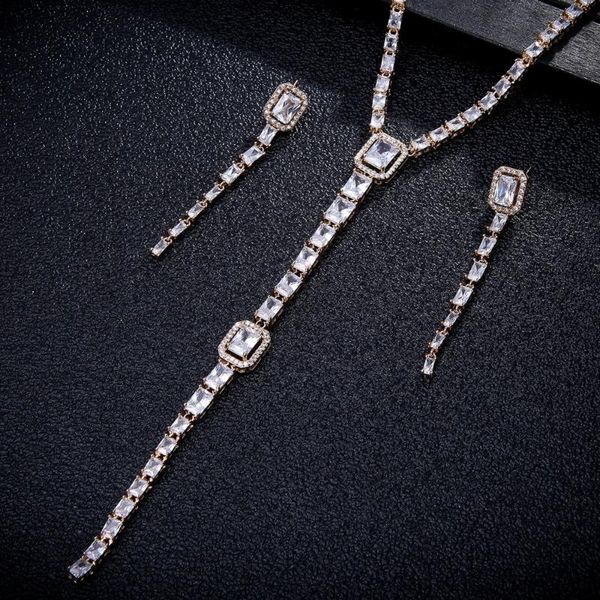 wedding jewelry sets trendy luxury cz long necklace women famous better white gold color crystal statement necklaces & pendants with earring, Slivery;golden
wedding jewelry sets trendy luxury cz long necklace women famous better white gold color crystal statement necklaces & pendants with earring, Slivery;golden