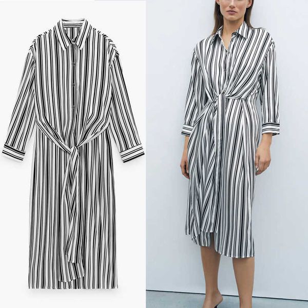 za summer long striped shirt dress women fashion self knot office lady dresses woman long sleeve vintage black vestidos 210602, Black;gray
za summer long striped shirt dress women fashion self knot office lady dresses woman long sleeve vintage black vestidos 210602, Black;gray
