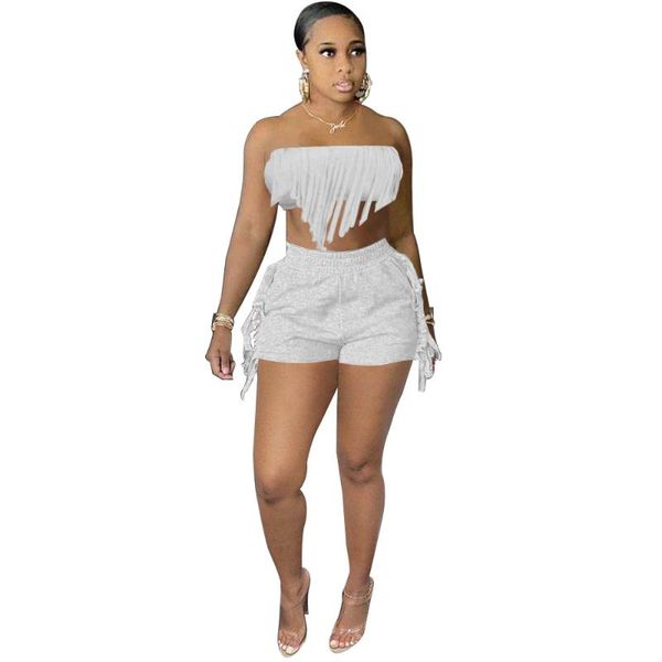 women's tracksuits womens short sets solid sleeveless strapless tassel crop stretchy shorts two 2 piece outfit for women, Gray
women's tracksuits womens short sets solid sleeveless strapless tassel crop stretchy shorts two 2 piece outfit for women, Gray