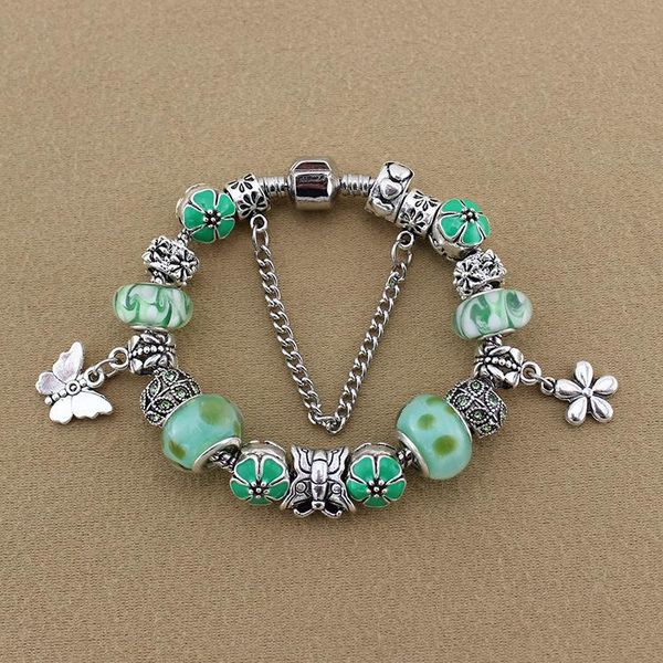 charm bracelets the european retro crystal glass bracelet green butterfly plant series silver-plated female jewelry diy handmade, Golden;silver
charm bracelets the european retro crystal glass bracelet green butterfly plant series silver-plated female jewelry diy handmade, Golden;silver