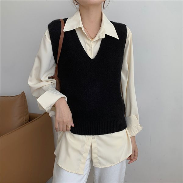 women's sweaters hzirip mesh preppy-style sweater vest with pure v-color cleavage outwear chic female warm fall thin jumpers ptwn, White;black
women's sweaters hzirip mesh preppy-style sweater vest with pure v-color cleavage outwear chic female warm fall thin jumpers ptwn, White;black