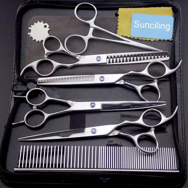hair scissors 7 inch silver baking paint jp stainless steel set dog