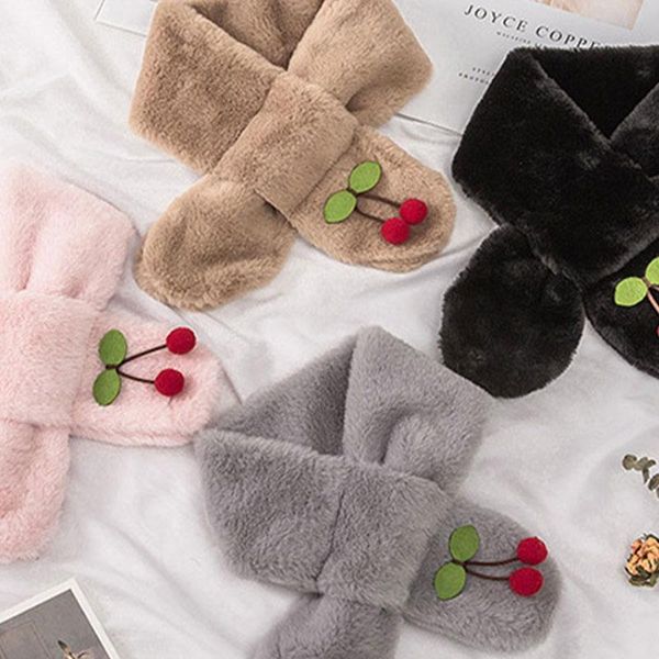 scarves soft skin-friendly plush scarf cute cherry decoration imitation fur thick warm student clothing accessories, Blue;gray
scarves soft skin-friendly plush scarf cute cherry decoration imitation fur thick warm student clothing accessories, Blue;gray