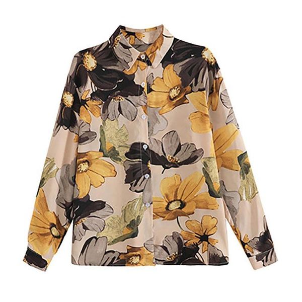 women's blouses & shirts spring summer shirt flower print long sleeves turn down collar women loose chiffon blouse femme jacket coat, White
women's blouses & shirts spring summer shirt flower print long sleeves turn down collar women loose chiffon blouse femme jacket coat, White