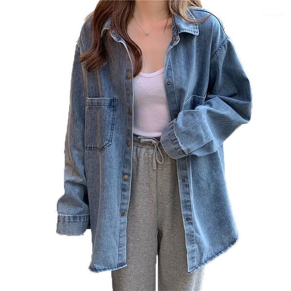 spring autumn 2021 women blue jean jacket vintage korean loose single breasted denim casual long sleeve coat women's jackets, Black;brown
spring autumn 2021 women blue jean jacket vintage korean loose single breasted denim casual long sleeve coat women's jackets, Black;brown