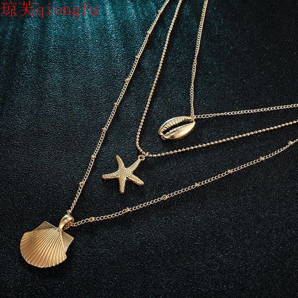 chains qiongfu2021 fashion and beach style alloy shell starfish scallop pendant multi-layer female necklace ladies gift jewelry, Silver
chains qiongfu2021 fashion and beach style alloy shell starfish scallop pendant multi-layer female necklace ladies gift jewelry, Silver