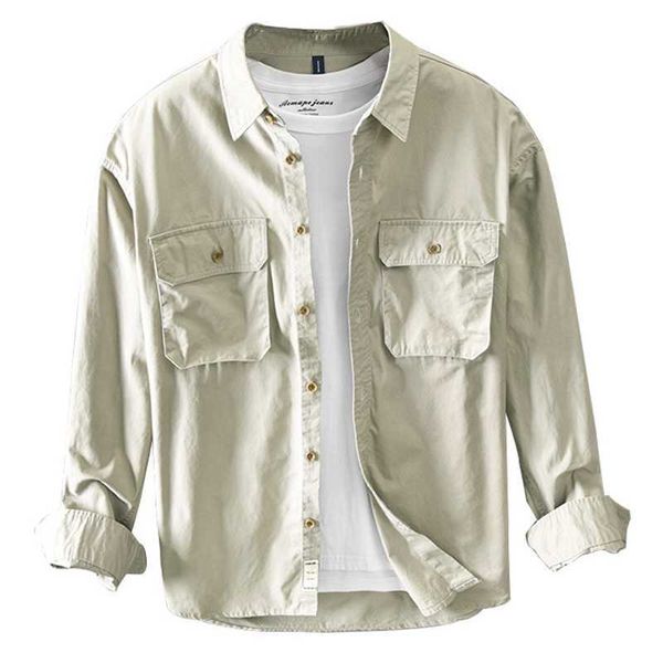men's casual cotton long sleeve shirt tooling fashion retro jacket autumn and winter multi-pocket lapel solid color shirt 210531, White;black
men's casual cotton long sleeve shirt tooling fashion retro jacket autumn and winter multi-pocket lapel solid color shirt 210531, White;black