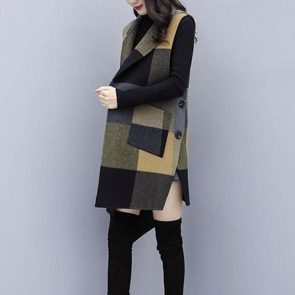 women's vests fashion ladies vest mid-length woolen spring autumn elegant sleeveless plaid waistcoat jacket female outerwear all match, Black;white
women's vests fashion ladies vest mid-length woolen spring autumn elegant sleeveless plaid waistcoat jacket female outerwear all match, Black;white