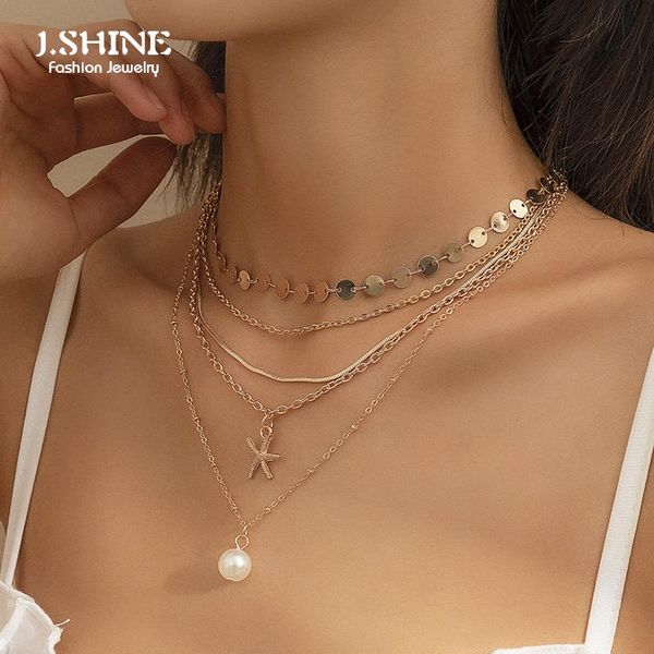 chains j.shine 5pcs/set fashion starfish pearl pendant chain necklace boho goth sequin tassel neck layered choker female jewelry, Silver
chains j.shine 5pcs/set fashion starfish pearl pendant chain necklace boho goth sequin tassel neck layered choker female jewelry, Silver