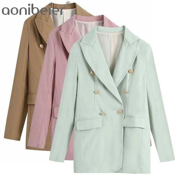 khaki green pink long sleeve double breasted casual blazers spring summer office lady suit jacket female coats 210604, White;black
khaki green pink long sleeve double breasted casual blazers spring summer office lady suit jacket female coats 210604, White;black
