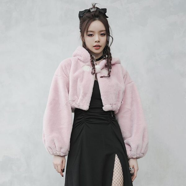 women's wool & blends punkrave gothic small ears drawstring cap short coat cute playful winter keep warm plush jackets, Black
women's wool & blends punkrave gothic small ears drawstring cap short coat cute playful winter keep warm plush jackets, Black
