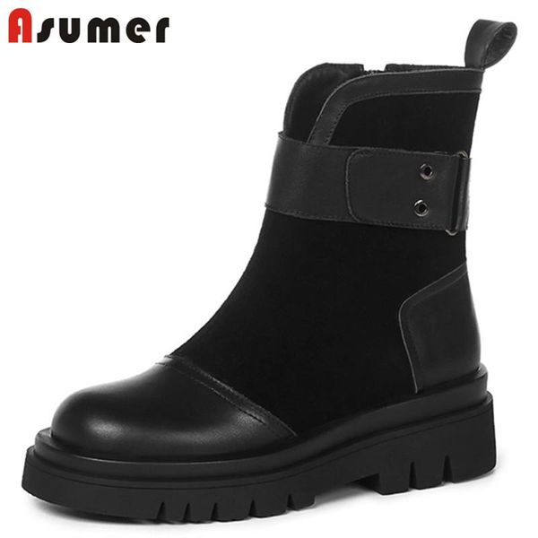 boots asumer 2021 arrive flat platform shoes women buckle zip autumn winter fashion genuine leather ankle lady, Black
boots asumer 2021 arrive flat platform shoes women buckle zip autumn winter fashion genuine leather ankle lady, Black