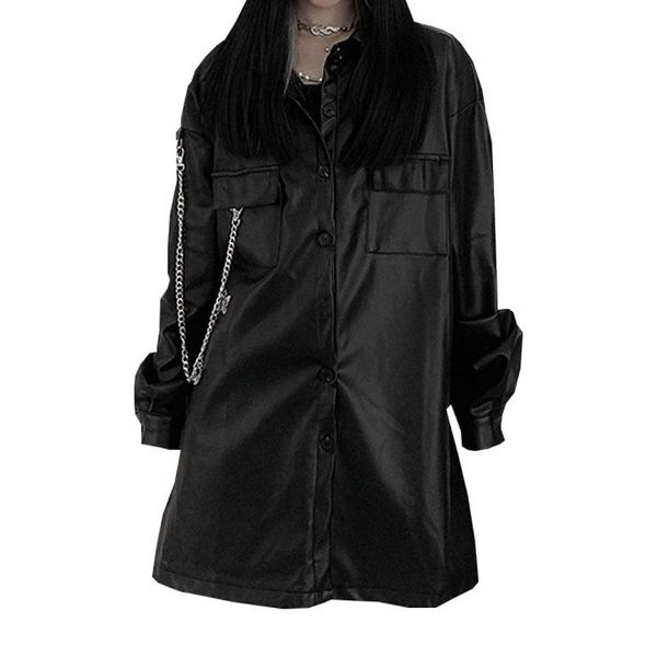 women's blouses & shirts women oversized pu leather 2021 spring autumn plus fleece faux coat turn-down collar motor biker jacket, White
women's blouses & shirts women oversized pu leather 2021 spring autumn plus fleece faux coat turn-down collar motor biker jacket, White