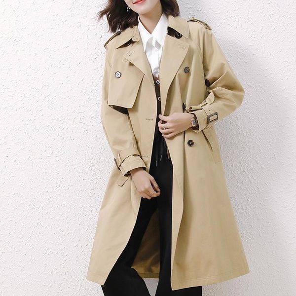 women's wool & blends khaki windbreaker autumn 2021 dress korean loose british medium and long coat, Black
women's wool & blends khaki windbreaker autumn 2021 dress korean loose british medium and long coat, Black